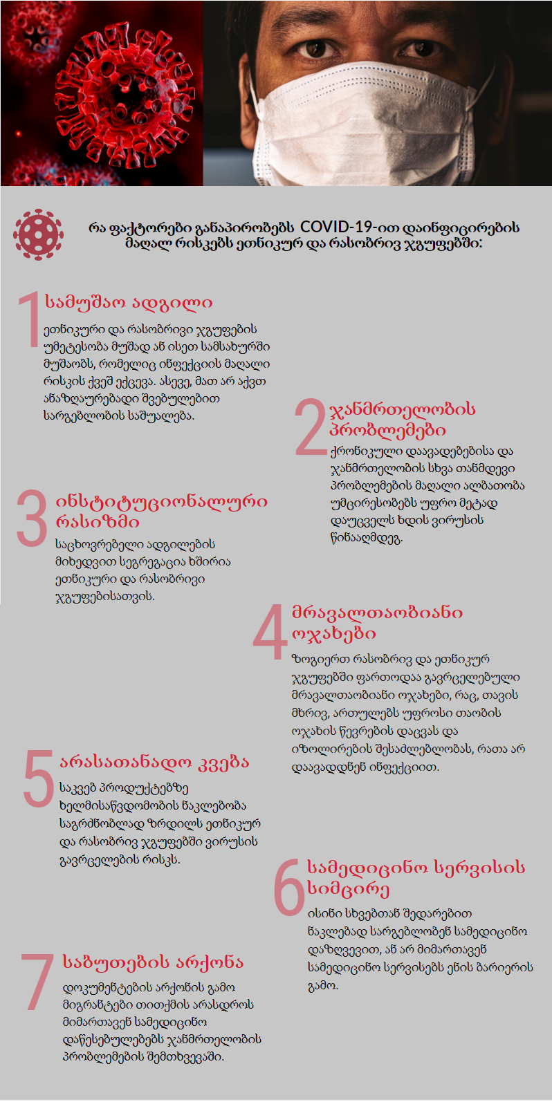 არის თუ არა COVID-19-ით დაინფიცირების რისკები კავშირში ეთნიკურ ან რასობრივ ფაქტორთან? "