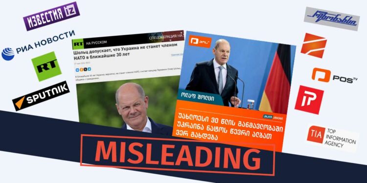 Russian and Georgian Government Medias Identical Coverage of Sholzs Words About Ukraines NATO Accession Factchecker DB