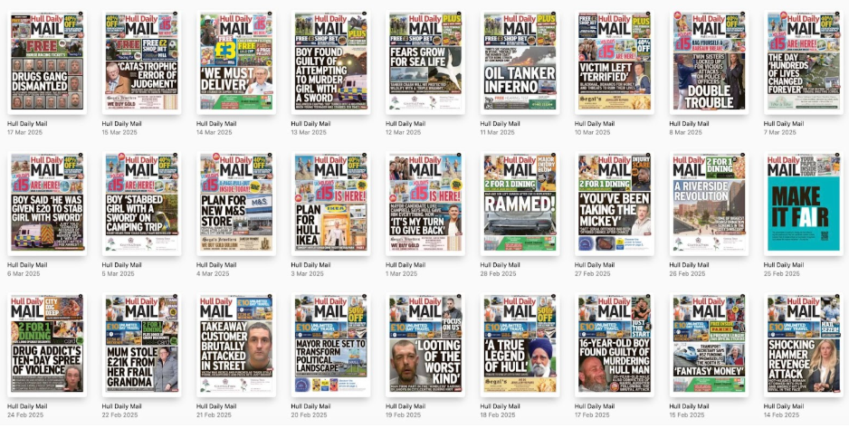 В Facebook распространяется фейковая обложка британской Hull Daily Mail Hull Daily Mail
