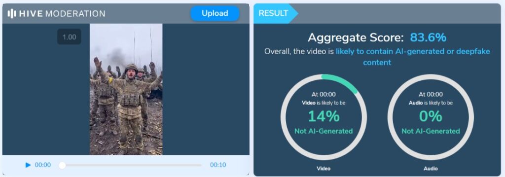 AI generirebulia video romelshits ukraineli samkhedro khelmdzghvanelebis gaqtsevaze saubrobs2 | mythdetector.com უკრაინელი სამხედრო