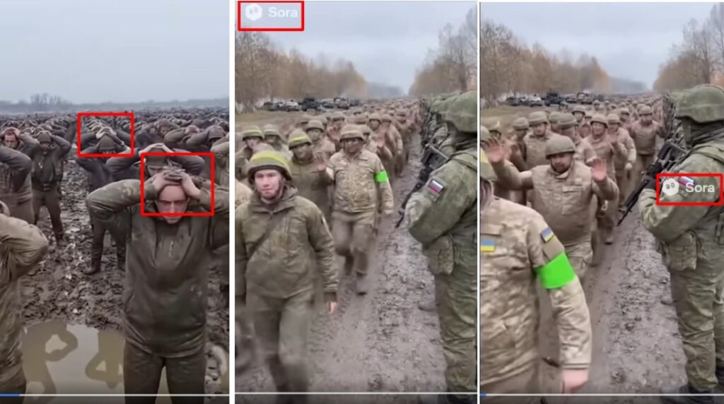 rogor iqheneben Sora s videoebs ukraineli jariskatsebis diskreditatsiisthvis da rogor amovitsnoth AI kadrebi2 | mythdetector.com AI